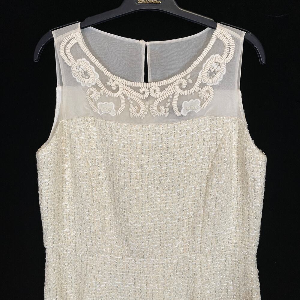 Brooks‎ Brothers Tweed Embellished Sheath Dress Ivory Metallic Thread NWT 10P - Picture 4 of 9